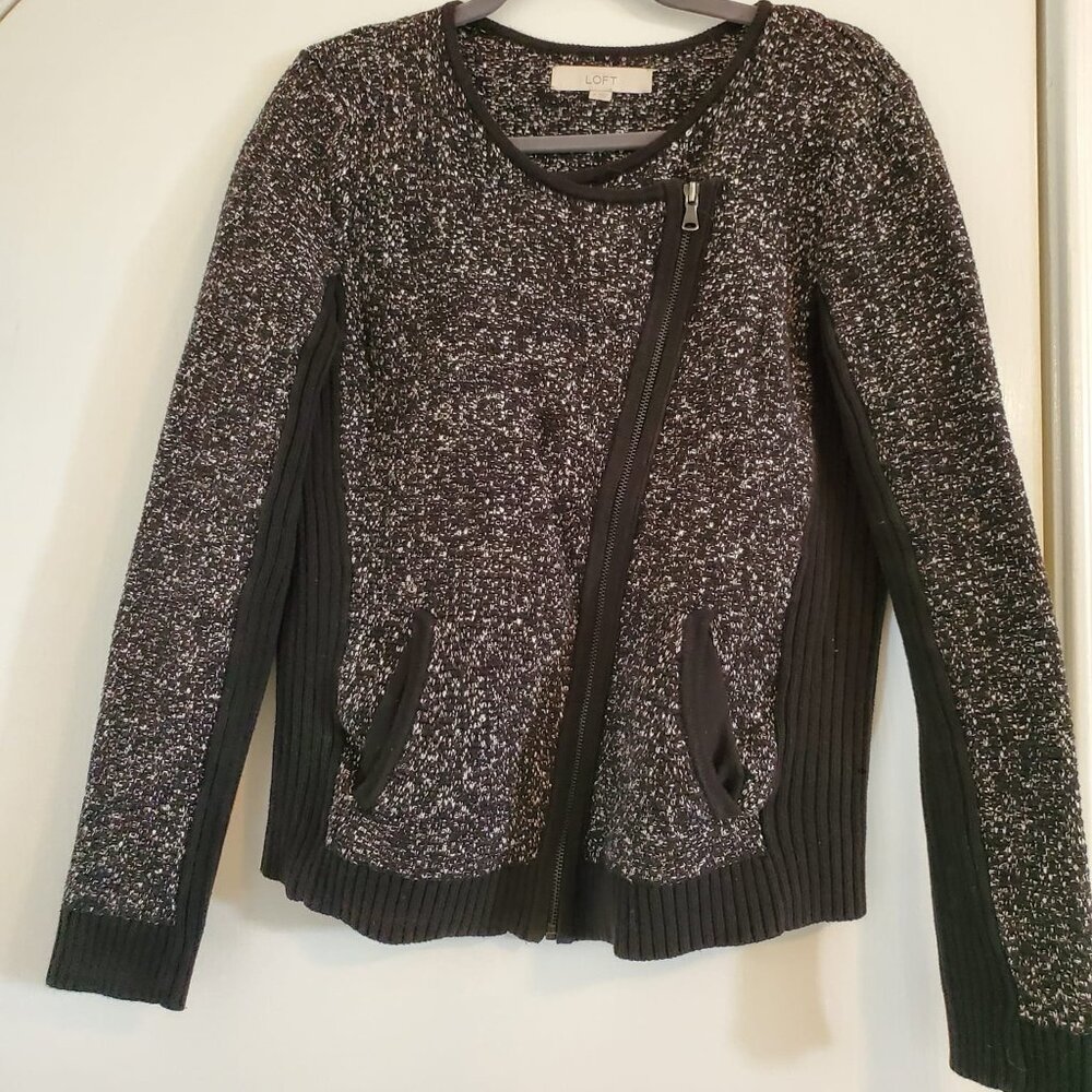 LOFT Medium Black Moto Style Cotton Jacket